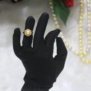 Pearl Ring with Floral Design - Elegant pearl ring featuring a delicate floral pattern for timeless beauty and sophistication.