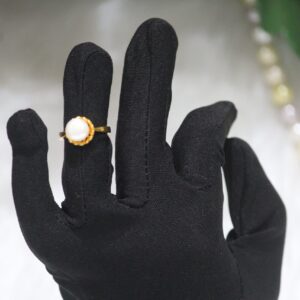 Pearl Ring with Simple Design - Elegant and minimalistic pearl ring featuring a clean, timeless design for everyday style and sophistication.