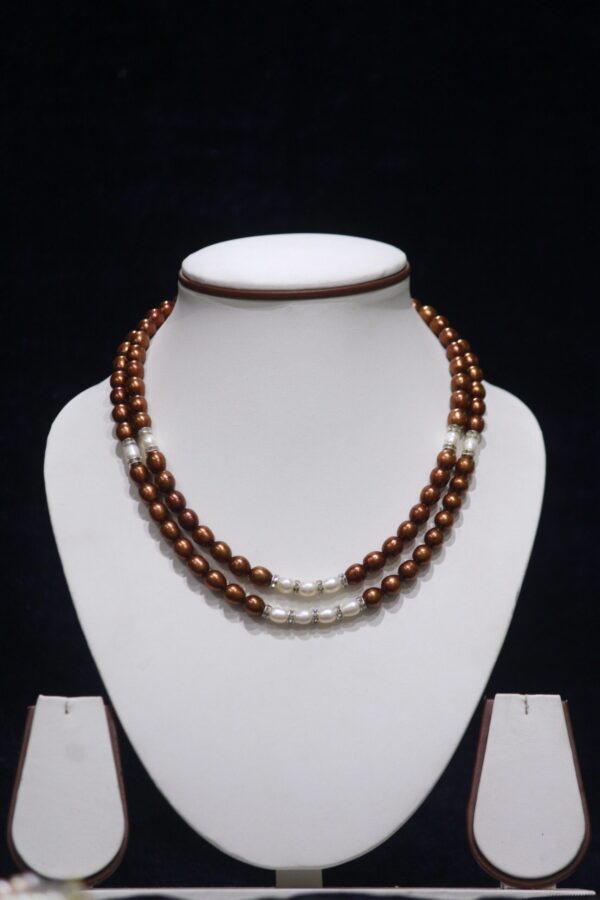 Brown and White Pearl Necklace