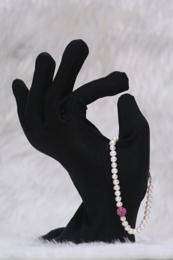 Pearl Bracelet with Pink Stone Accent
