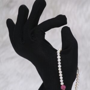 Pearl Bracelet with Pink Stone Accent