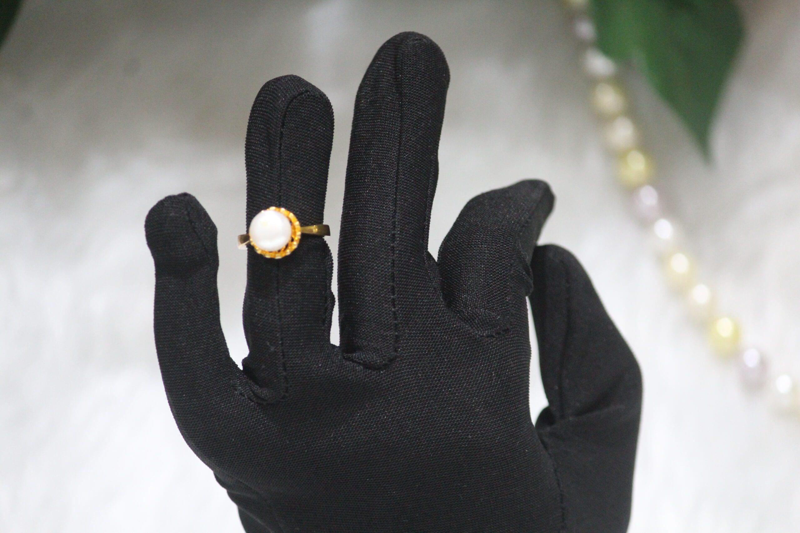 Pearl Ring with Simple Design - Elegant and minimalistic pearl ring featuring a clean, timeless design for everyday style and sophistication.