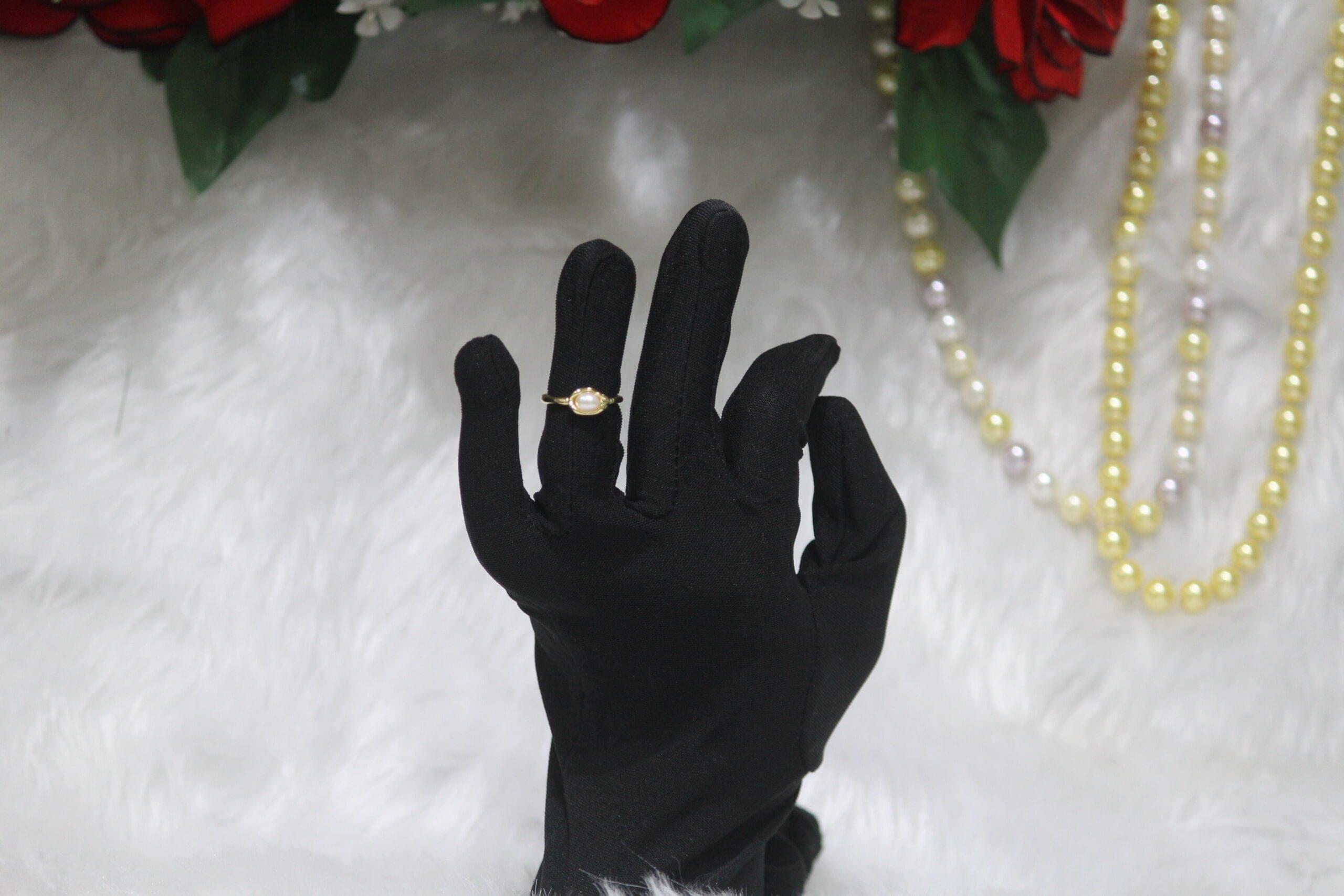 Pearl Ring with Simple Design - A timeless and minimalist pearl ring, featuring a radiant pearl on a sleek band, perfect for effortless elegance.