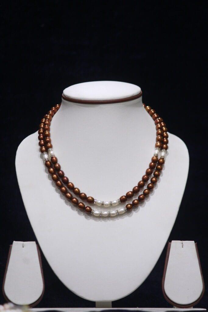 Brown and White Pearl Necklace