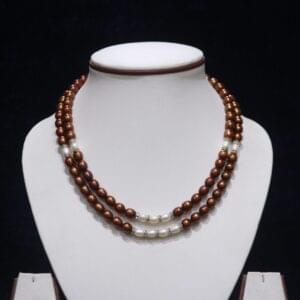 Brown and White Pearl Necklace