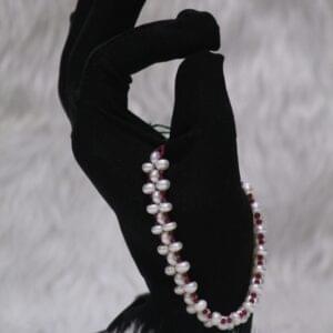Pearl Bracelet with Ruby Accents