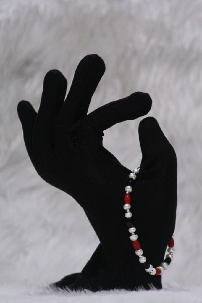 Pearl and Red Stone Bracelet