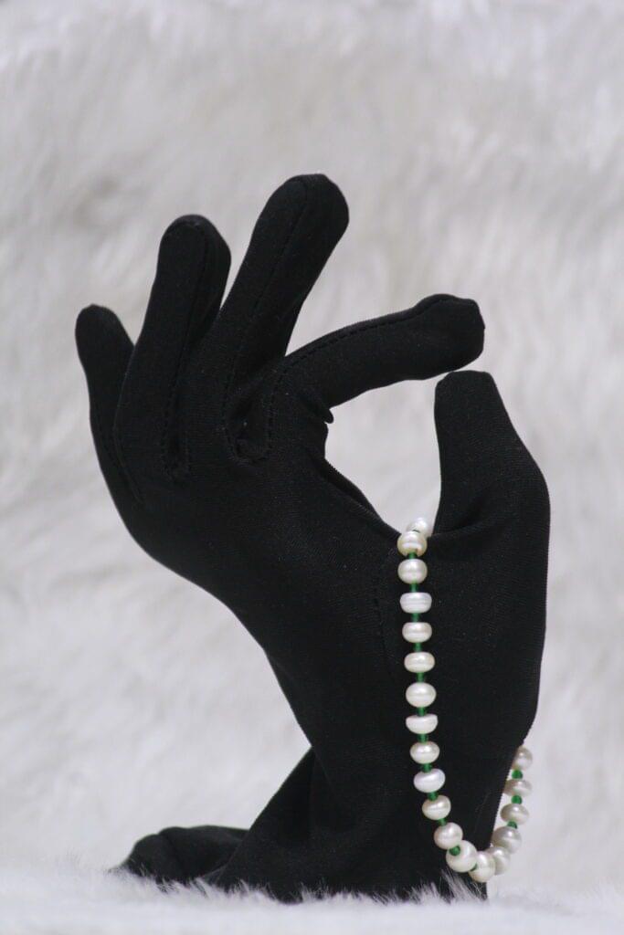 Pearl Bracelet with Green Accents